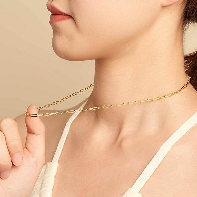 Fremada 14k Gold Plated 2.5-mm Paperclip Chain Necklace