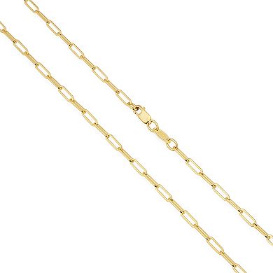 Fremada 14k Gold Plated 2.5-mm Paperclip Chain Necklace