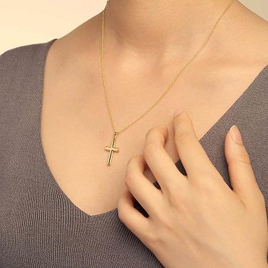 Fremada 14k Gold Plated Cross Pendant Necklace