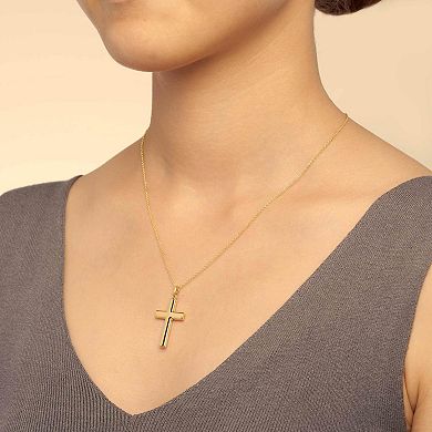 Fremada 14k Gold Plated Large Cross Pendant Necklace