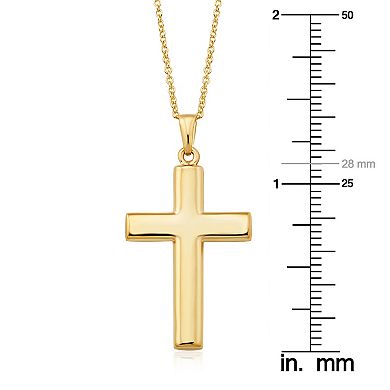 Fremada 14k Gold Plated Large Cross Pendant Necklace