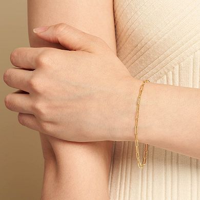 Fremada 14k Gold Plated 2.5-mm Paperclip Chain Bracelet
