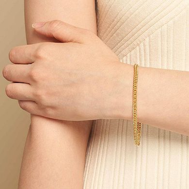 Fremada 14k Gold Plated 4.3-mm Double Curb Link Chain Bracelet