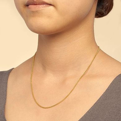 Fremada 14k Gold Plated 1.8-mm Round Box Link Chain Necklace