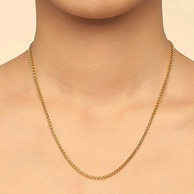 Fremada 14k Gold Plated 2.5-mm Round Box Link Chain Necklace