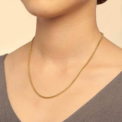 Fremada 14k Gold Plated 2.5-mm Round Box Link Chain Necklace
