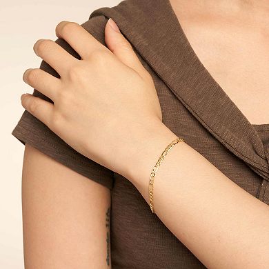 Fremada 14k Gold Plated 3.3-mm Figaro Link Chain Bracelet