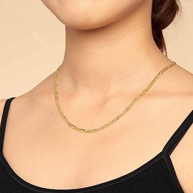 Fremada 14k Gold Plated 3.3-mm Figaro Link Chain Necklace