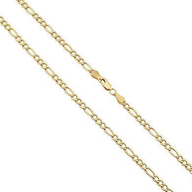 Fremada 14k Gold Plated 3.3-mm Figaro Link Chain Necklace