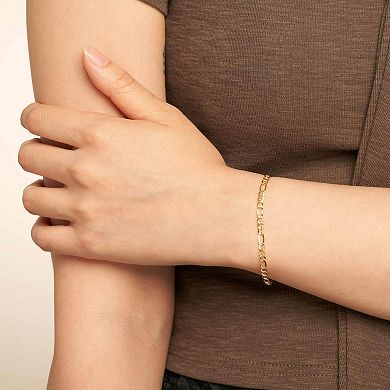 Fremada 14k Gold Plated 4.2-mm Figaro Link Chain Bracelet