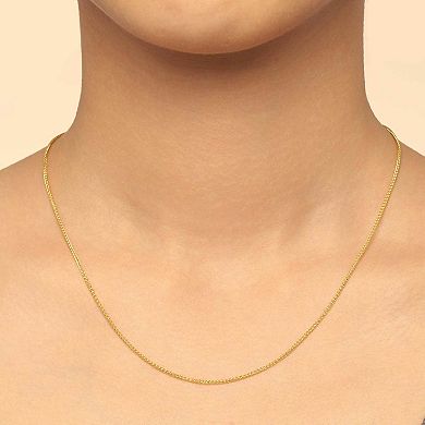 Fremada 14k Gold Plated Round 1.2-mm Wheat Chain Necklace