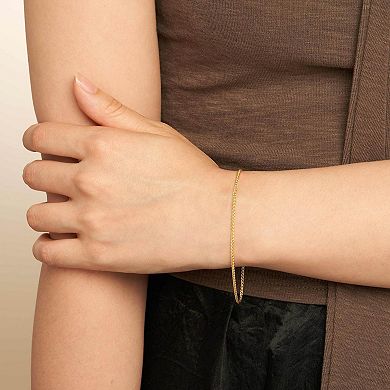 Fremada 14k Gold Plated Round 1.5-mm Wheat Chain Bracelet