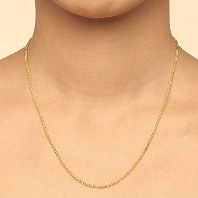 Fremada 14k Gold Plated Round 1.5-mm Wheat Chain Necklace