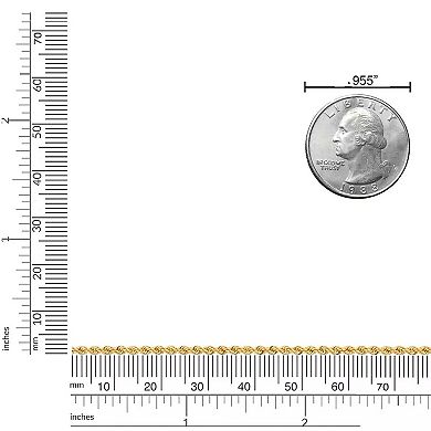 Fremada 14k Gold Plated 2.1-mm Rope Chain Bracelet