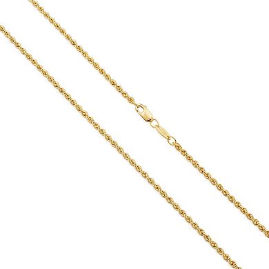 Fremada 14k Gold Plated 2.1-mm Rope Chain Bracelet