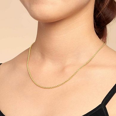 Fremada 14k Gold Plated 2.1-mm Rope Chain Necklace
