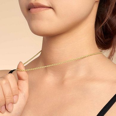 Fremada 14k Gold Plated 2.1-mm Rope Chain Necklace