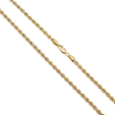 Fremada 14k Gold Plated 3.2-mm Rope Chain Bracelet