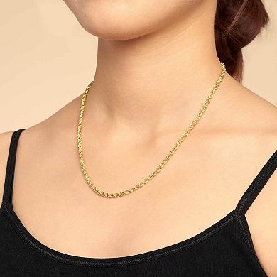 Fremada 14k Gold Plated 3.2-mm Rope Chain Necklace
