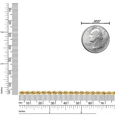 Fremada 14k Gold Plated 3.2-mm Rope Chain Necklace