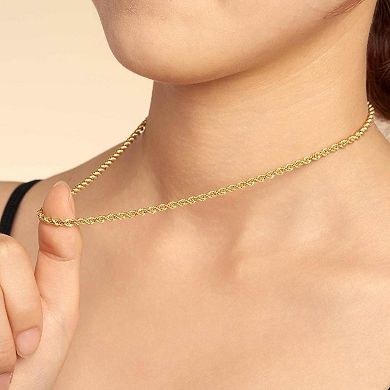 Fremada 14k Gold Plated 3.2-mm Rope Chain Necklace