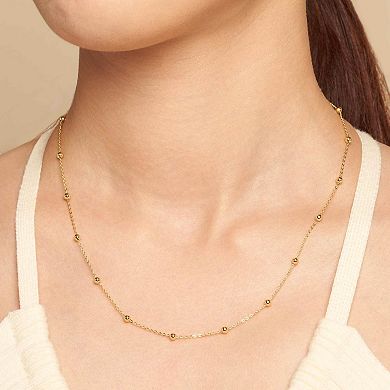 Fremada 14k Gold Plated 3-mm Ball Station Satellite Necklace