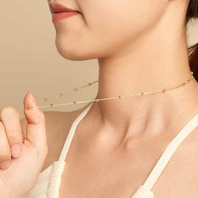 Fremada 14k Gold Plated 3-mm Ball Station Satellite Necklace