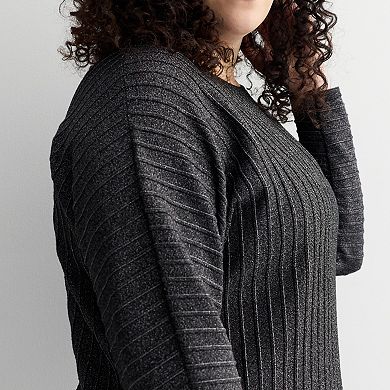 Plus Size Chelsea & Theodore Long Sleeve Lurex Sweater
