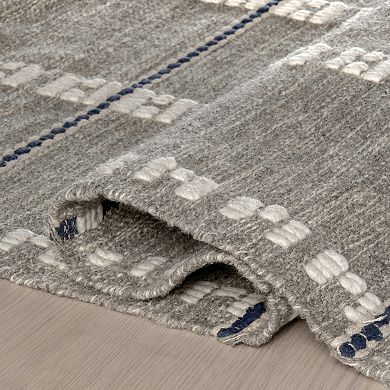 RugsUSA Morgan Geometric Check Wool & Cotton Area Rug