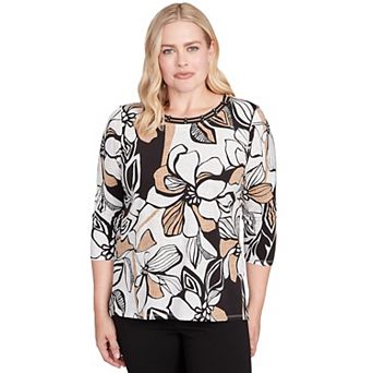 Women's Alfred Dunner Floral Leaf Embellished Top