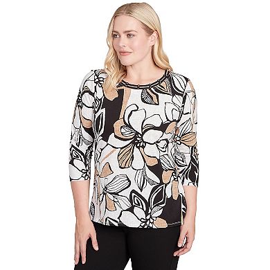 Women's Alfred Dunner Floral Leaf Embellished Top