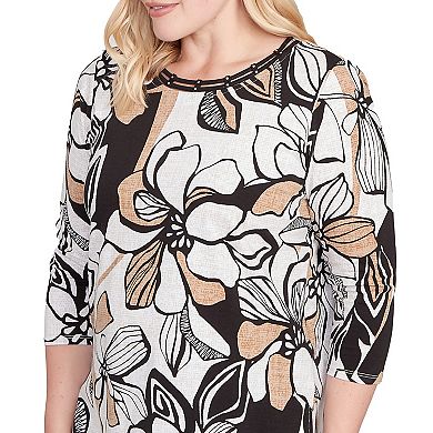 Women's Alfred Dunner Floral Leaf Embellished Top
