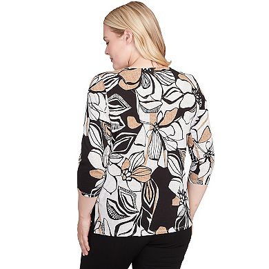 Women's Alfred Dunner Floral Leaf Embellished Top