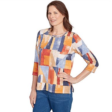 Women's Alfred Dunner Colorblock Detailed Neckline Top