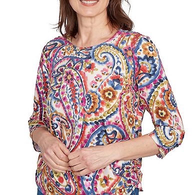 Women's Alfred Dunner Paisley Three-Quarter Sleeve Top