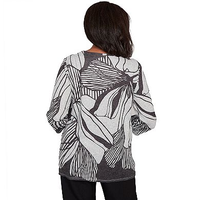 Women's Alfred Dunner Abstract Floral Stripe V-Neck Top