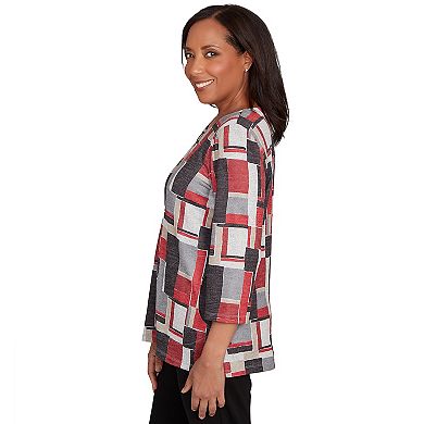 Women's Alfred Dunner Colorblock Split Beaded Neck Top