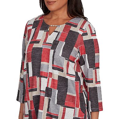 Women's Alfred Dunner Colorblock Split Beaded Neck Top
