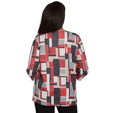 Women's Alfred Dunner Colorblock Split Beaded Neck Top