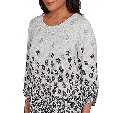 Women's Alfred Dunner Floral Border Gathered Sleeve Top
