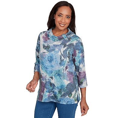 Women's Alfred Dunner Floral Brushstroke Mock Neck Top