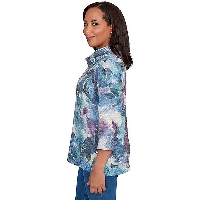 Women's Alfred Dunner Floral Brushstroke Mock Neck Top