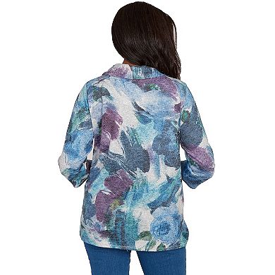 Women's Alfred Dunner Floral Brushstroke Mock Neck Top