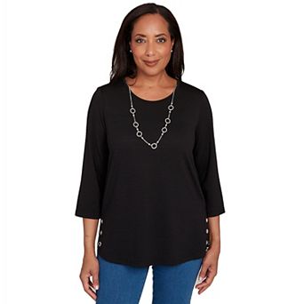 Women's Alfred Dunner Melange Side Button Top with Necklace