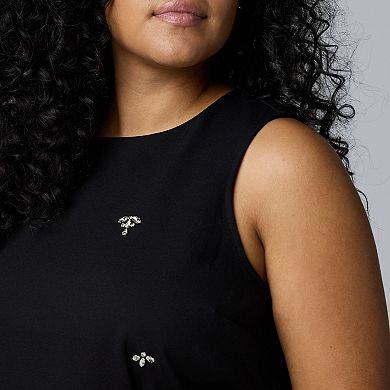 Plus Size Simply Vera Vera Wang Jeweled Shift Dress