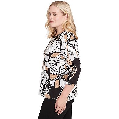 Petite Alfred Dunner Floral Leaf Embellished Top