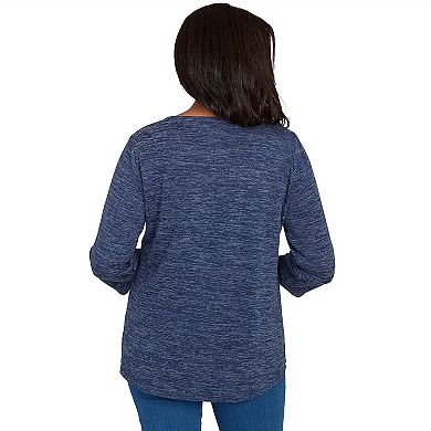Petite Alfred Dunner Melange Side Button Top with Necklace