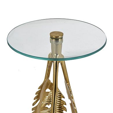 Stella & Eve Aluminum Accent Table with Tripod Legs and Glass Top