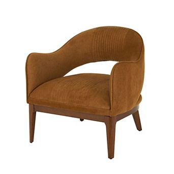 Stella & Eve Curved Back Polyester Accent Chair with Wooden Frame
