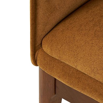 Stella & Eve Curved Back Polyester Accent Chair with Wooden Frame